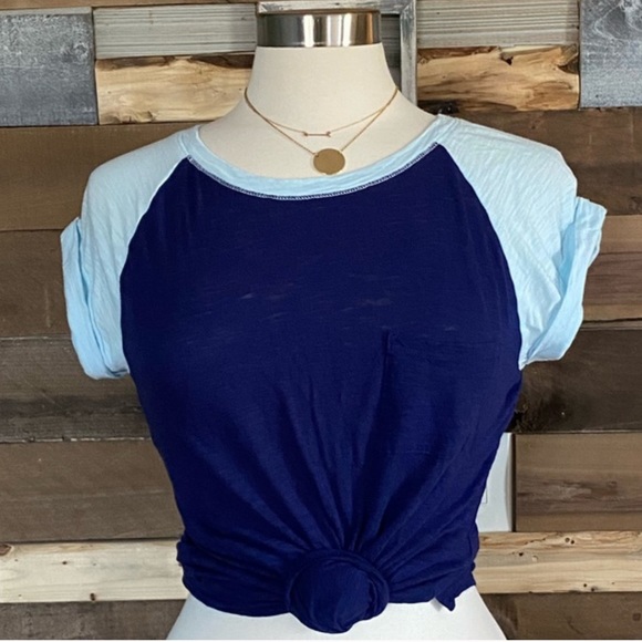 Express Pocket Baseball Raglan Two-Tone Tee Top - Picture 3 of 16